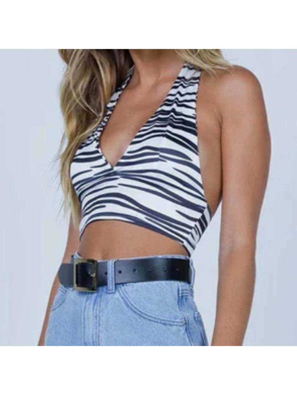 Zebra stripe halter crop top!